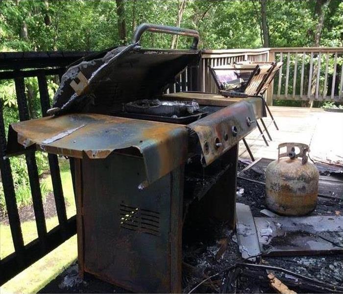 Grill and deck melted from fire